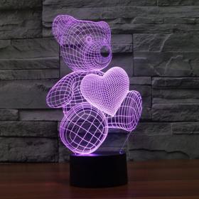 3D светильники "Мишка с сердечком"